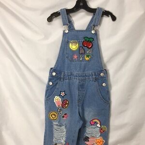 Curtain Call Girls Denim Patchwork Bib Overall Size 10-16 Like-NEW Condition